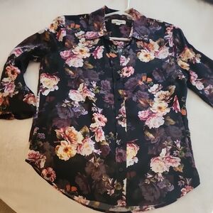 L'AGENCE Black Floral Blouse